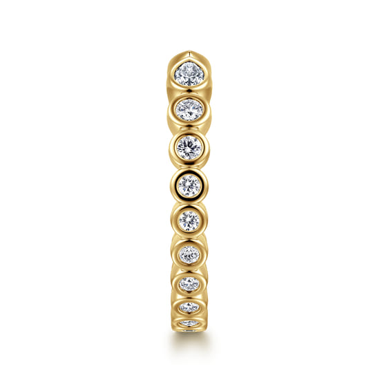 14K Yellow Gold Bezel Set Pear and Round Open Diamond Eternity Band angle 4 14K Yellow Gold Bezel Set Pear and Round Open Diamond Eternity Band angle 4