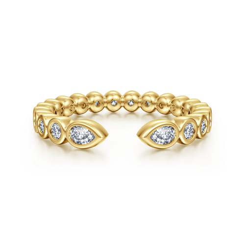 14K Yellow Gold Bezel Set Pear and Round Open Diamond Eternity Band