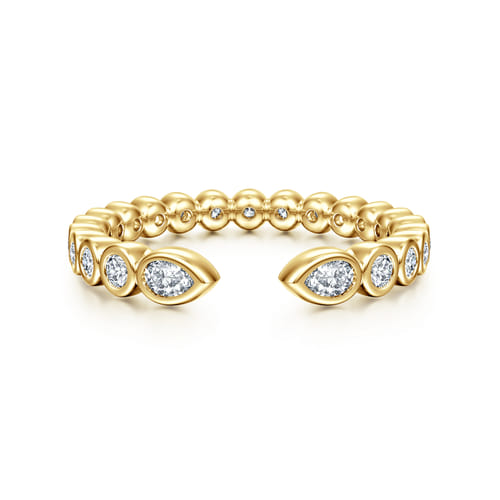 14K Yellow Gold Bezel Set Pear and Round Open Diamond Eternity Band 14K Yellow Gold Bezel Set Pear and Round Open Diamond Eternity Band