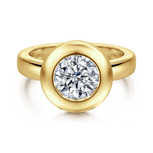 14K Yellow Gold Bezel Set Round Diamond Engagement Ring