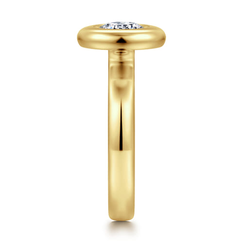 14K Yellow Gold Bezel Set Round Diamond Engagement Ring