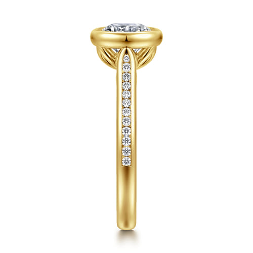 14K Yellow Gold Bezel Set Round Diamond Engagement Ring