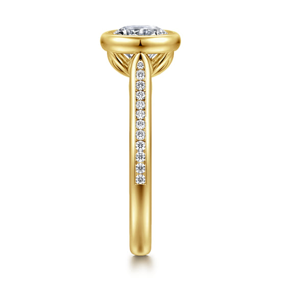 14K Yellow Gold Bezel Set Round Diamond Engagement Ring angle 5