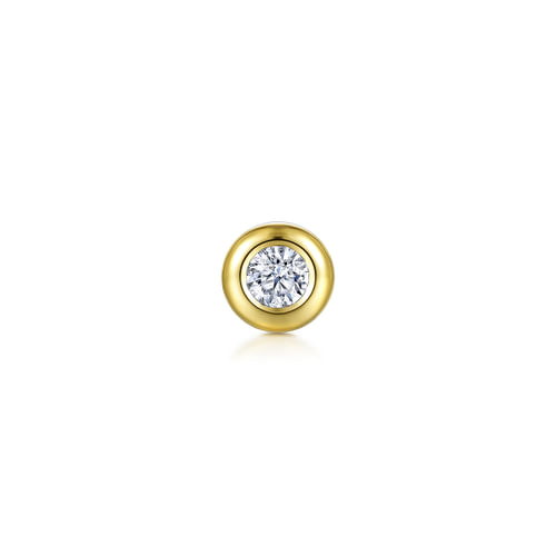 14K Yellow Gold Bezel Set White Sapphire Single Stud Earring