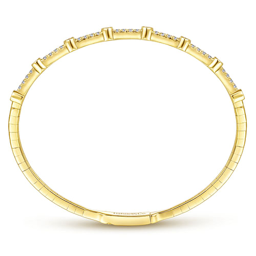 14K Yellow Gold Bezel Station Diamond Bangle