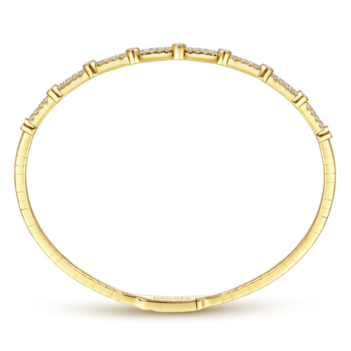 14K Yellow Gold Bezel Station Diamond Bangle
