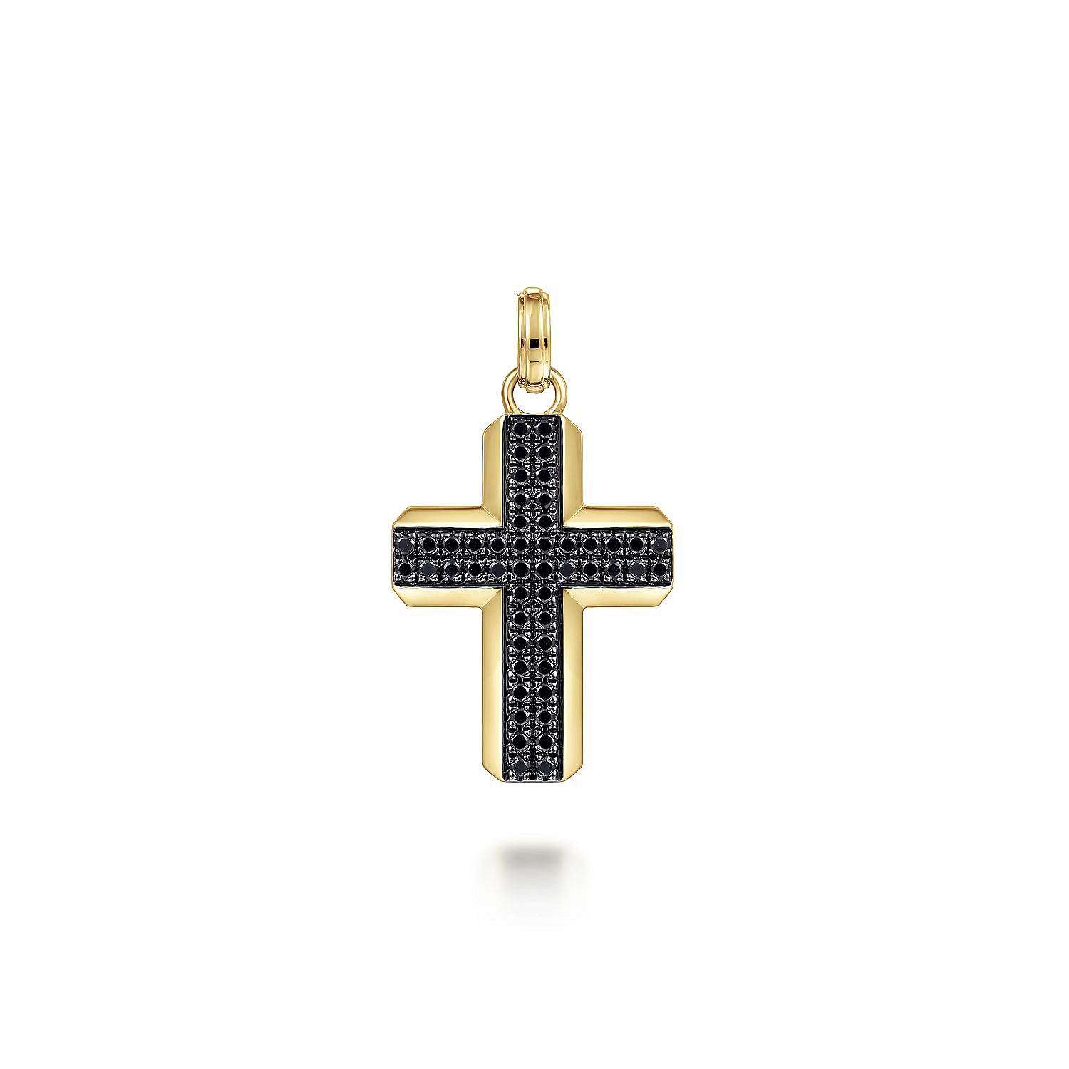 14K Yellow Gold Black Diamond Cross Pendant