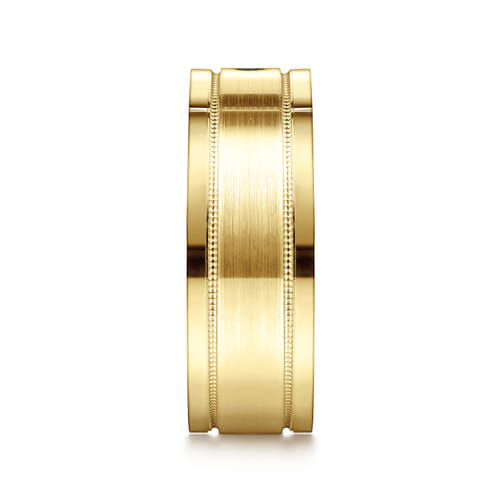 14K Yellow Gold Black Diamond Men's Wedding Ring in Satin Finish