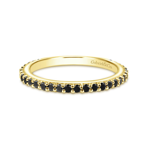 14K Yellow Gold Black Diamond Stackable Ring