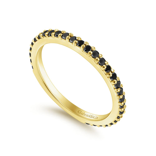 14K Yellow Gold Black Diamond Stackable Ring