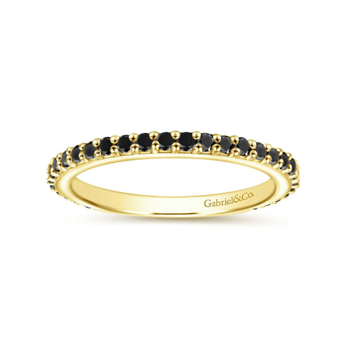 14K Yellow Gold Black Diamond Stackable Ring
