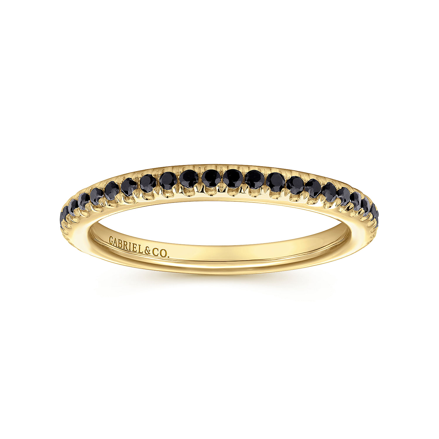 14K Yellow Gold Black Diamond Stackable Ring