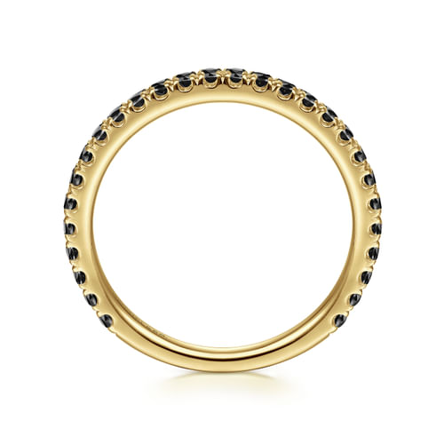 14K Yellow Gold Black Diamond Stackable Ring