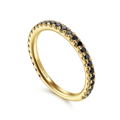 14K Yellow Gold Black Diamond Stackable Ring