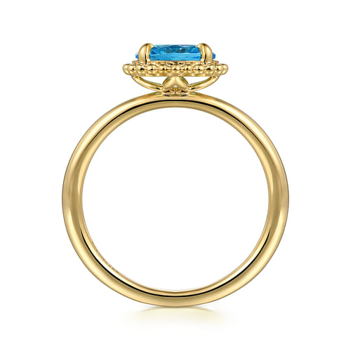 14K Yellow Gold Blue Topaz Bujukan Ladies Ring