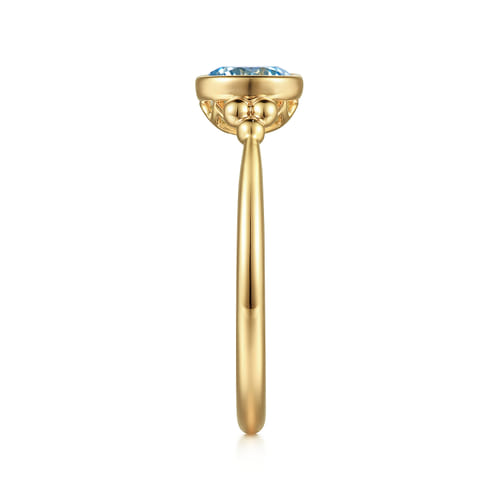 14K Yellow Gold Blue Topaz Bujukan Promise Ring