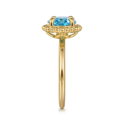 14K Yellow Gold Blue Topaz Bujukan Promise Ring