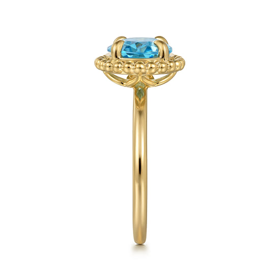 14K Yellow Gold Blue Topaz Bujukan Promise Ring angle 4