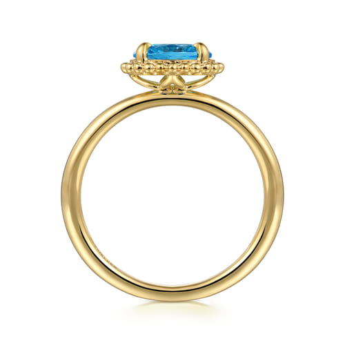 14K Yellow Gold Blue Topaz Bujukan Promise Ring