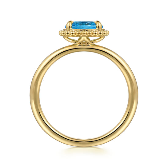 14K Yellow Gold Blue Topaz Bujukan Promise Ring angle 2