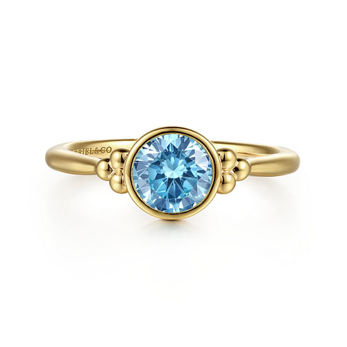 14K Yellow Gold Blue Topaz Bujukan Ring