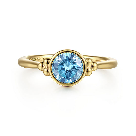 Gabriel - 14K Yellow Gold Blue Topaz Bujukan Ring