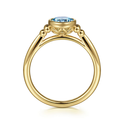 14K Yellow Gold Blue Topaz Bujukan Ring