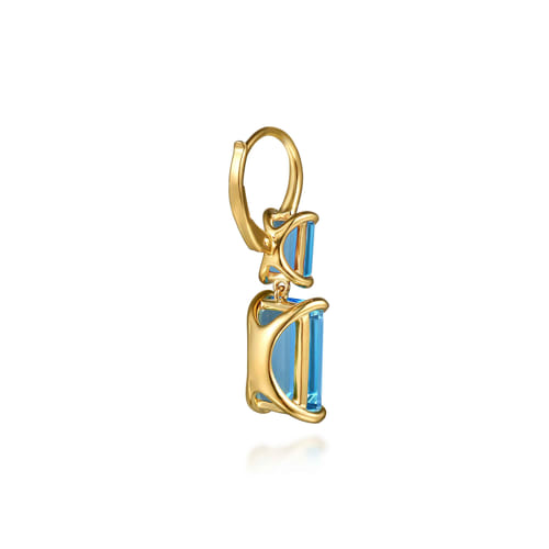14K Yellow Gold Blue Topaz Drop Earrings