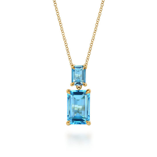 Gabriel - 14K Yellow Gold Blue Topaz Pendant Necklace