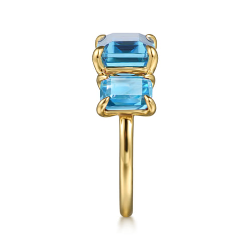 14K Yellow Gold Blue Topaz Signet Ring