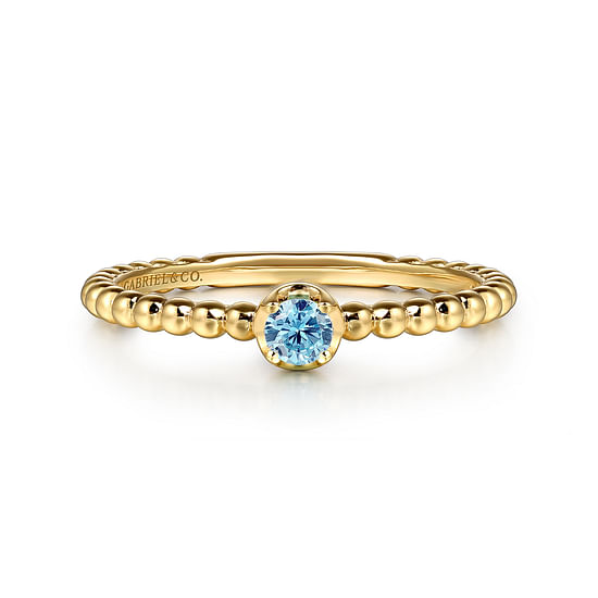 Gabriel - 14K Yellow Gold Blue Topaz Stackable Ring