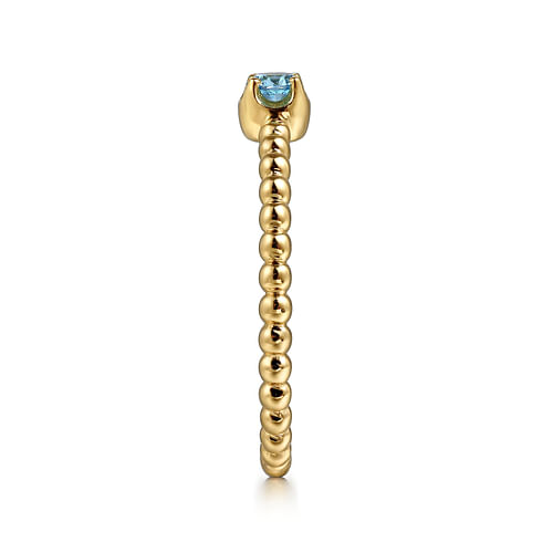 14K Yellow Gold Blue Topaz Stackable Ring