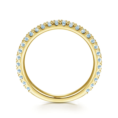 14K Yellow Gold Blue Topaz Stacklable Ring