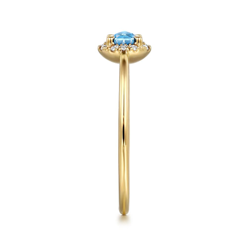 14K Yellow Gold Blue Topaz and Diamond Halo Promise Ring