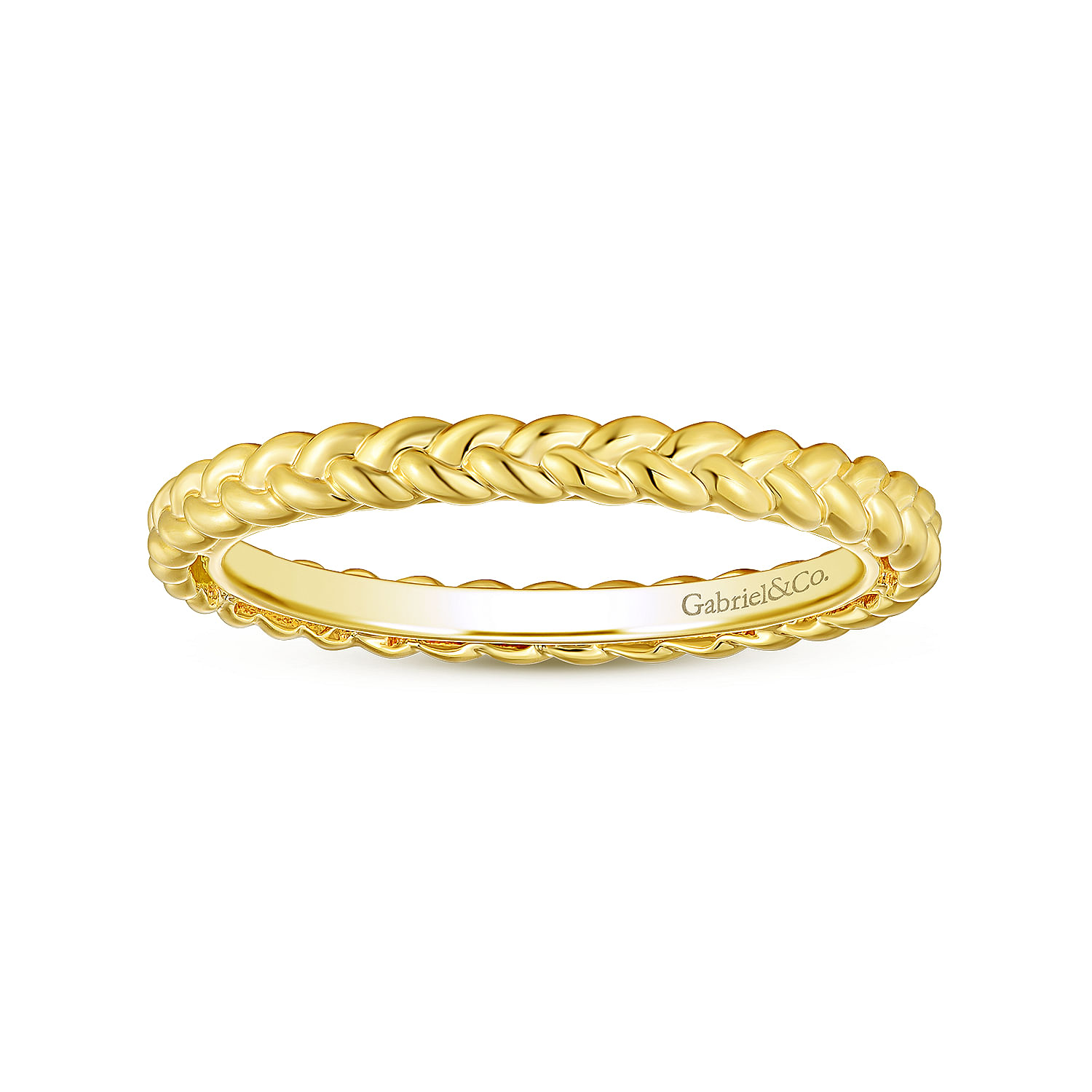 14K Yellow Gold Braided Metal Stackable Band