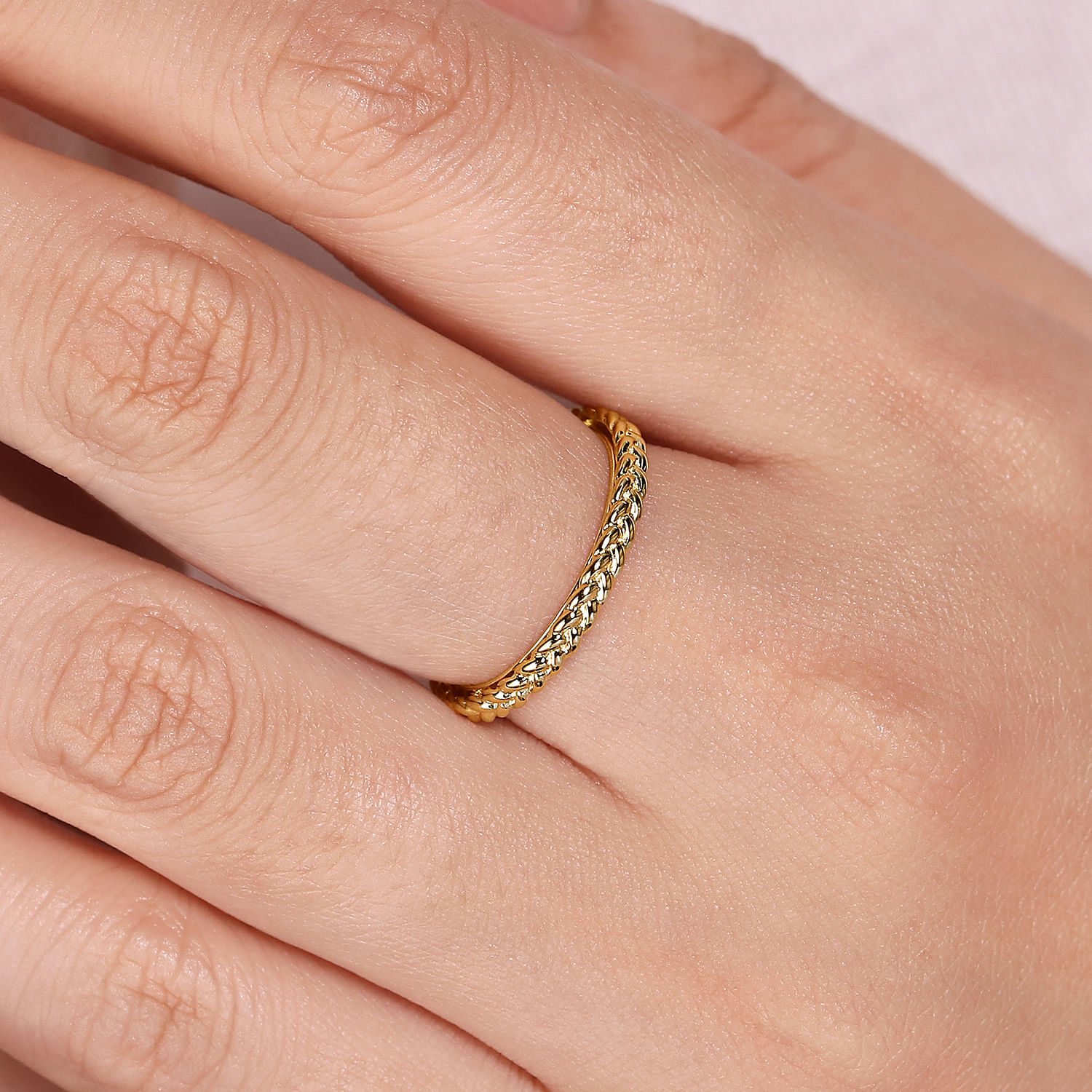 14K Yellow Gold Braided Metal Stackable Band