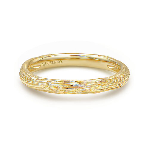 14K Yellow Gold Brushed Textured Stackable Ring