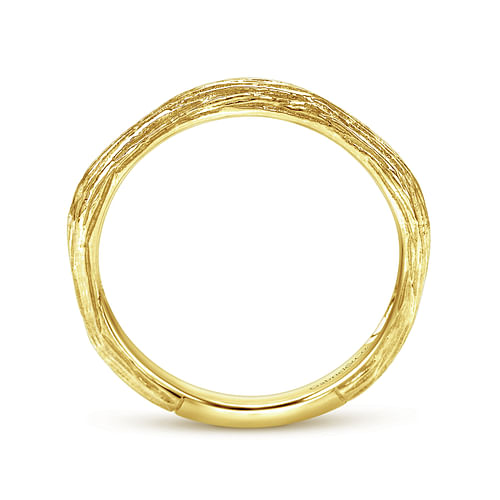 14K Yellow Gold Brushed Textured Stackable Ring