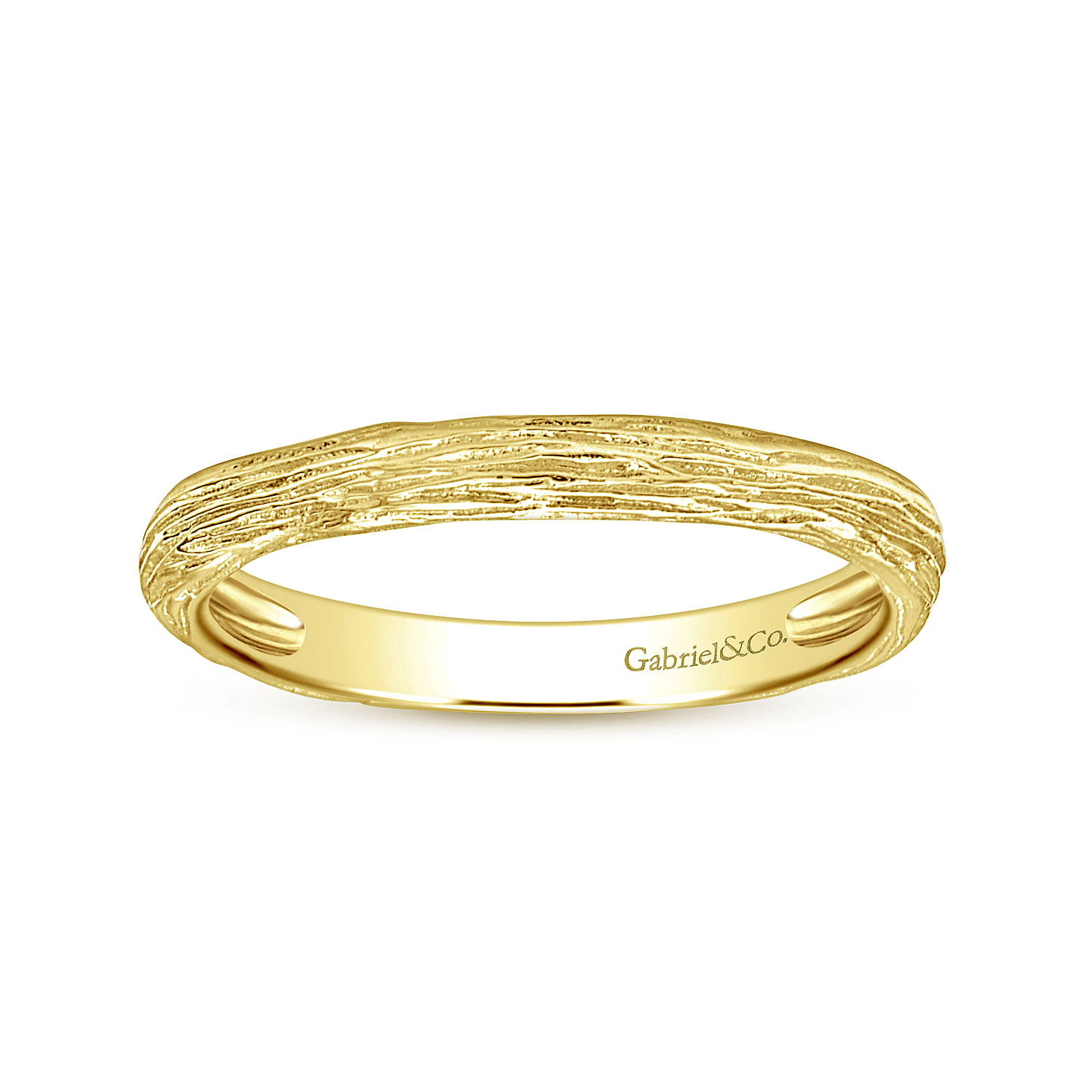 14K Yellow Gold Brushed Textured Stackable Ring