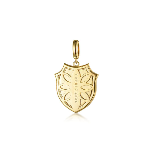 14K Yellow Gold Bujukan & Diamond Cut Diamond Shield Medallion Pendant