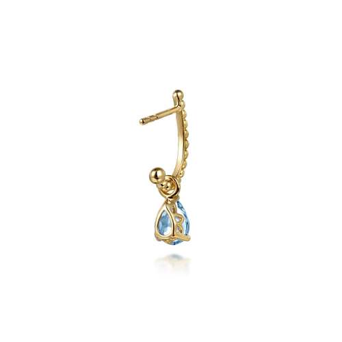 14K Yellow Gold Bujukan Aquamarine J Hoop Earrings