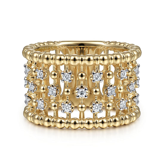 Gabriel - 14K Yellow Gold Bujukan Ball and Diamond Statement Ring