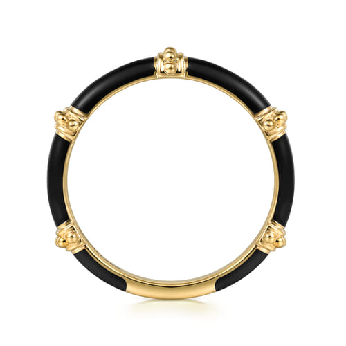 14K Yellow Gold Bujukan Bar Split Stackable with Black Enamel 14K Yellow Gold Bujukan Bar Split Stackable with Black Enamel