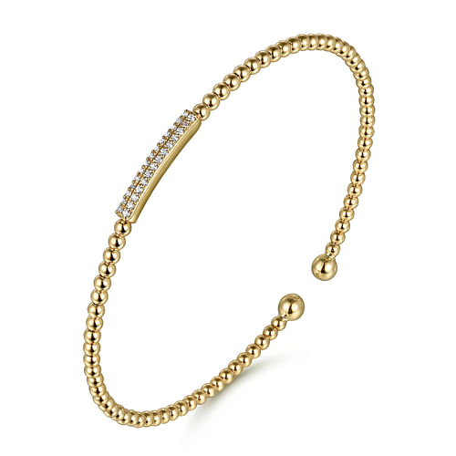 14K Yellow Gold Bujukan Bead Bangle with Diamonds