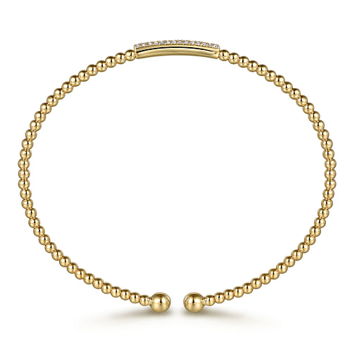 14K Yellow Gold Bujukan Bead Bangle with Diamonds