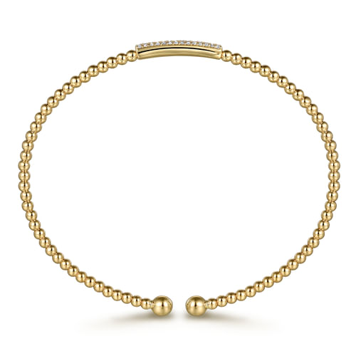 14K Yellow Gold Bujukan Bead Bangle with Diamonds
