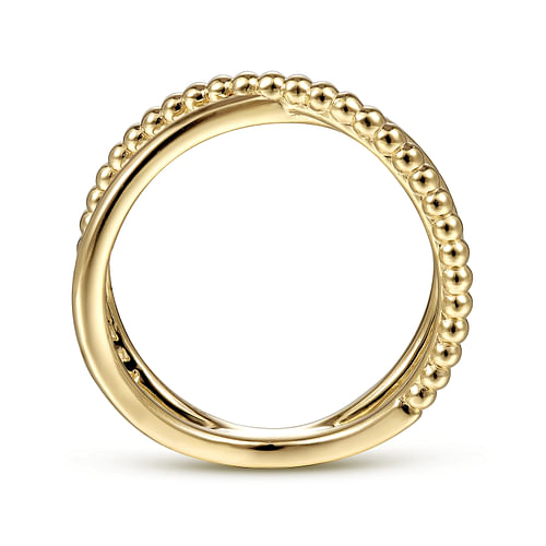 14K Yellow Gold Bujukan Bead Criss Cross Ring