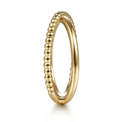 14K Yellow Gold Bujukan Bead Criss Cross Ring