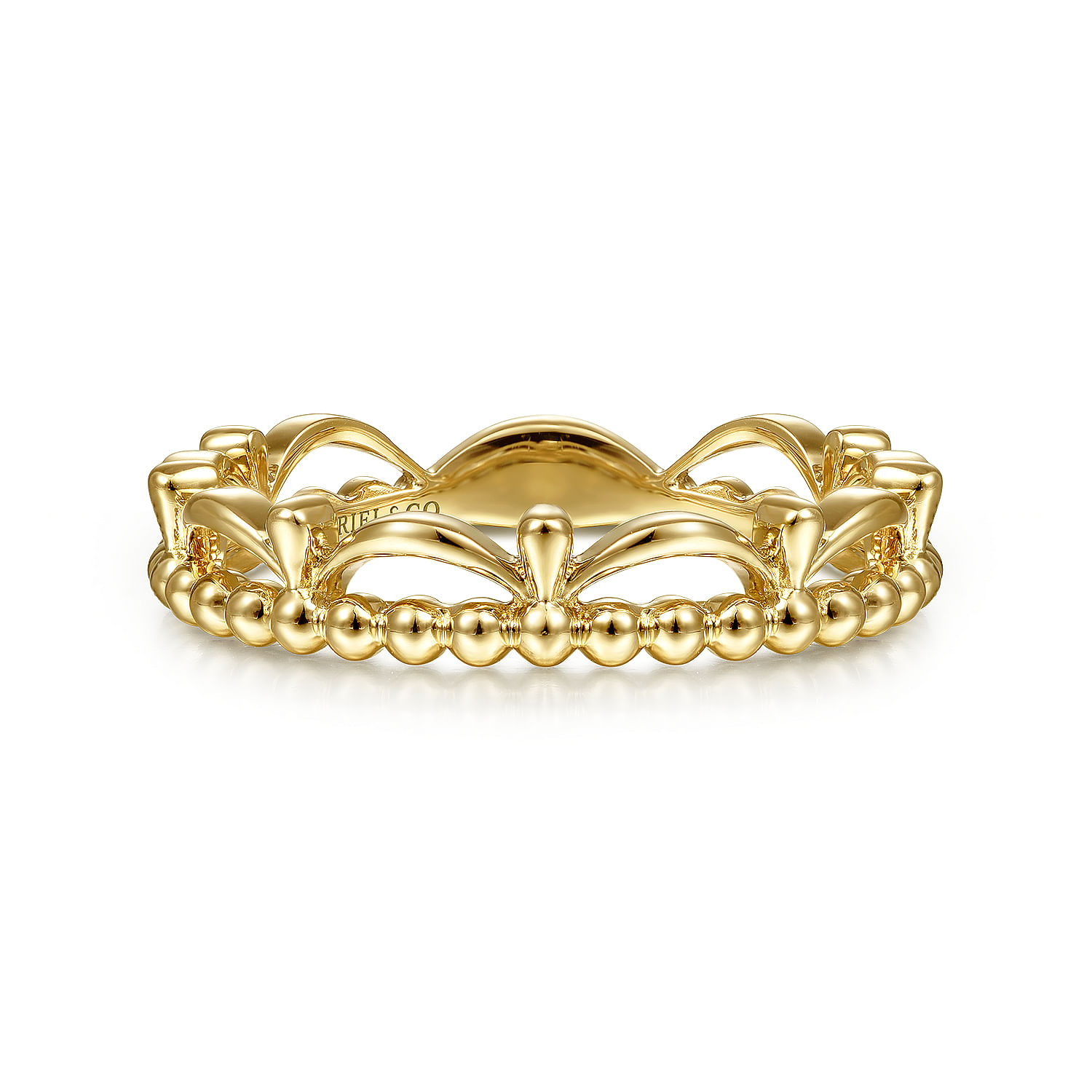 14K Yellow Gold Bujukan Bead Crown Ring