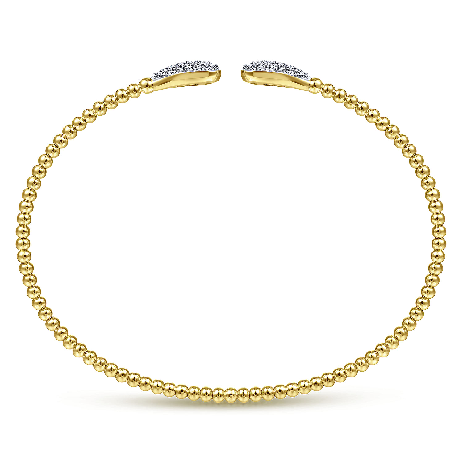 14K Yellow Gold Bujukan Bead Cuff Bracelet with Diamond Pavé Teardrops 